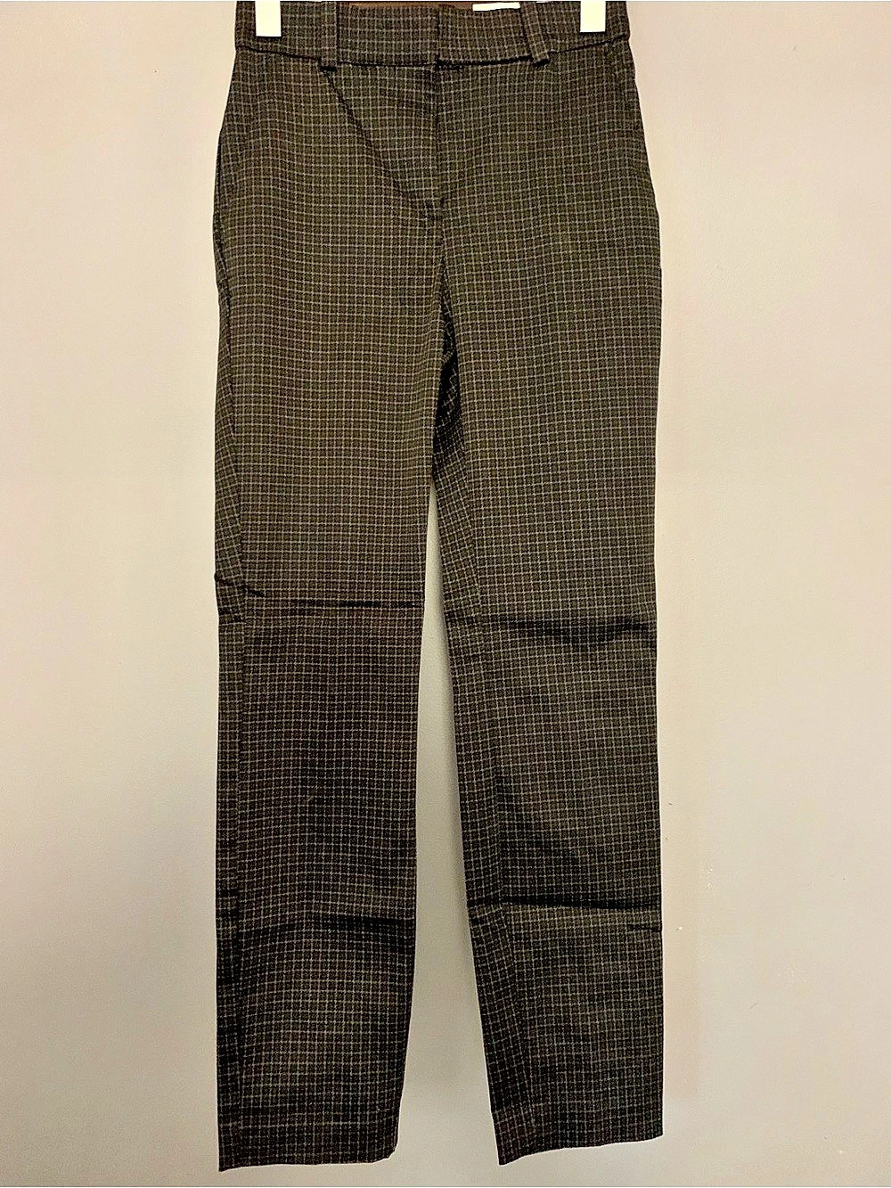 H&M Tailored Plaid Trousers Checkered Pants Black & Brown Size 2